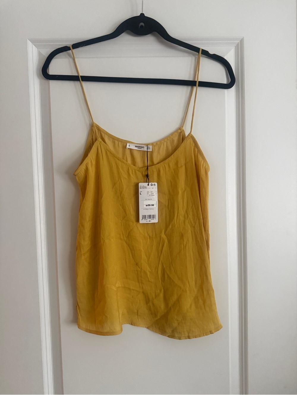 Mango Women's Yellow Silk Cami Top M